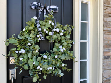 Spring Eucalyptus Wreath with White Flowers - TwoInspireYou