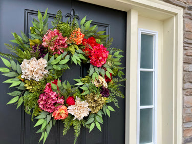 Sunset Bloom Wreath with Peonies, Dahlias and Hydrangeas - TwoInspireYou