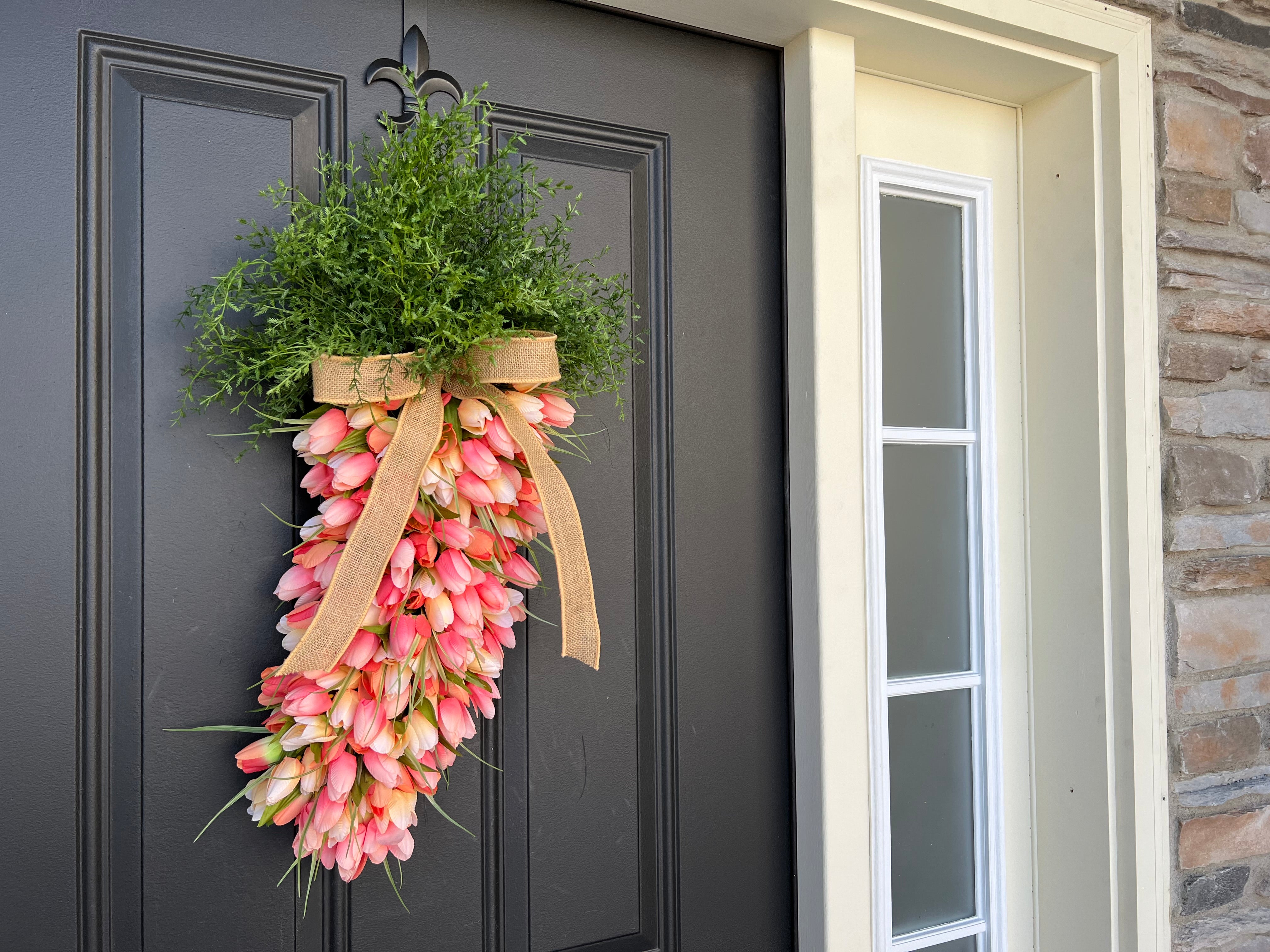 Easter Carrot Door Wreath with Tulips