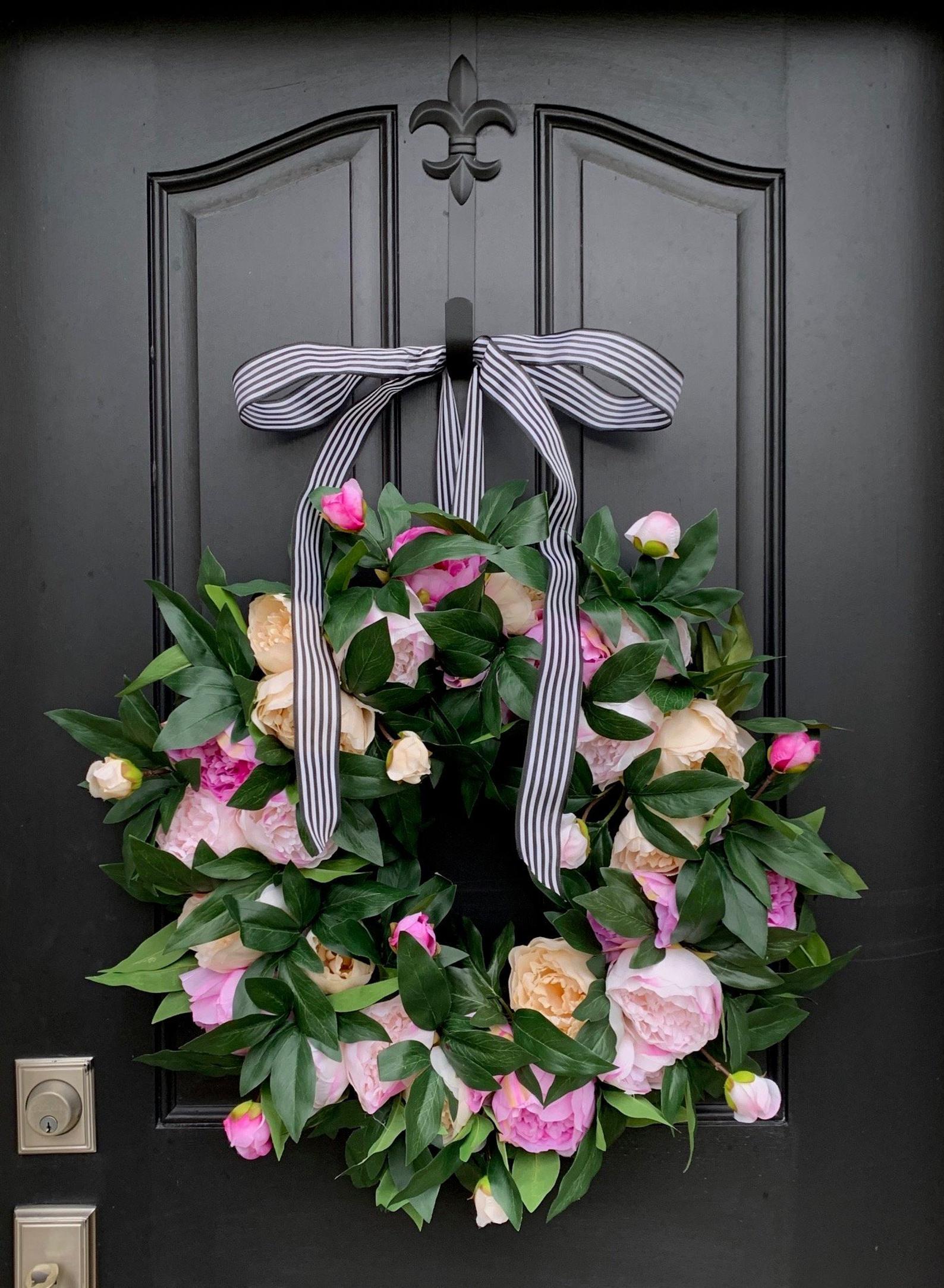 Pink and Cream Peony Wreath