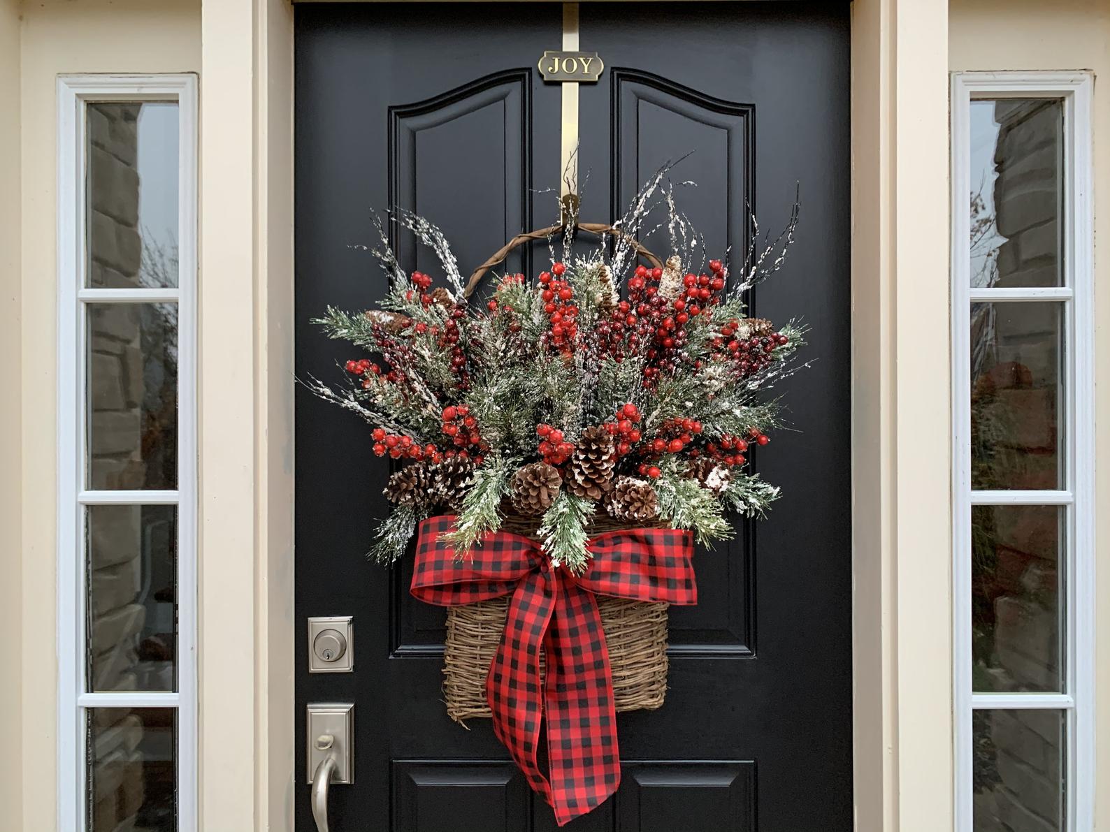 Winter Door Wreath Using A Basket - Major Hoff Takes A Wife