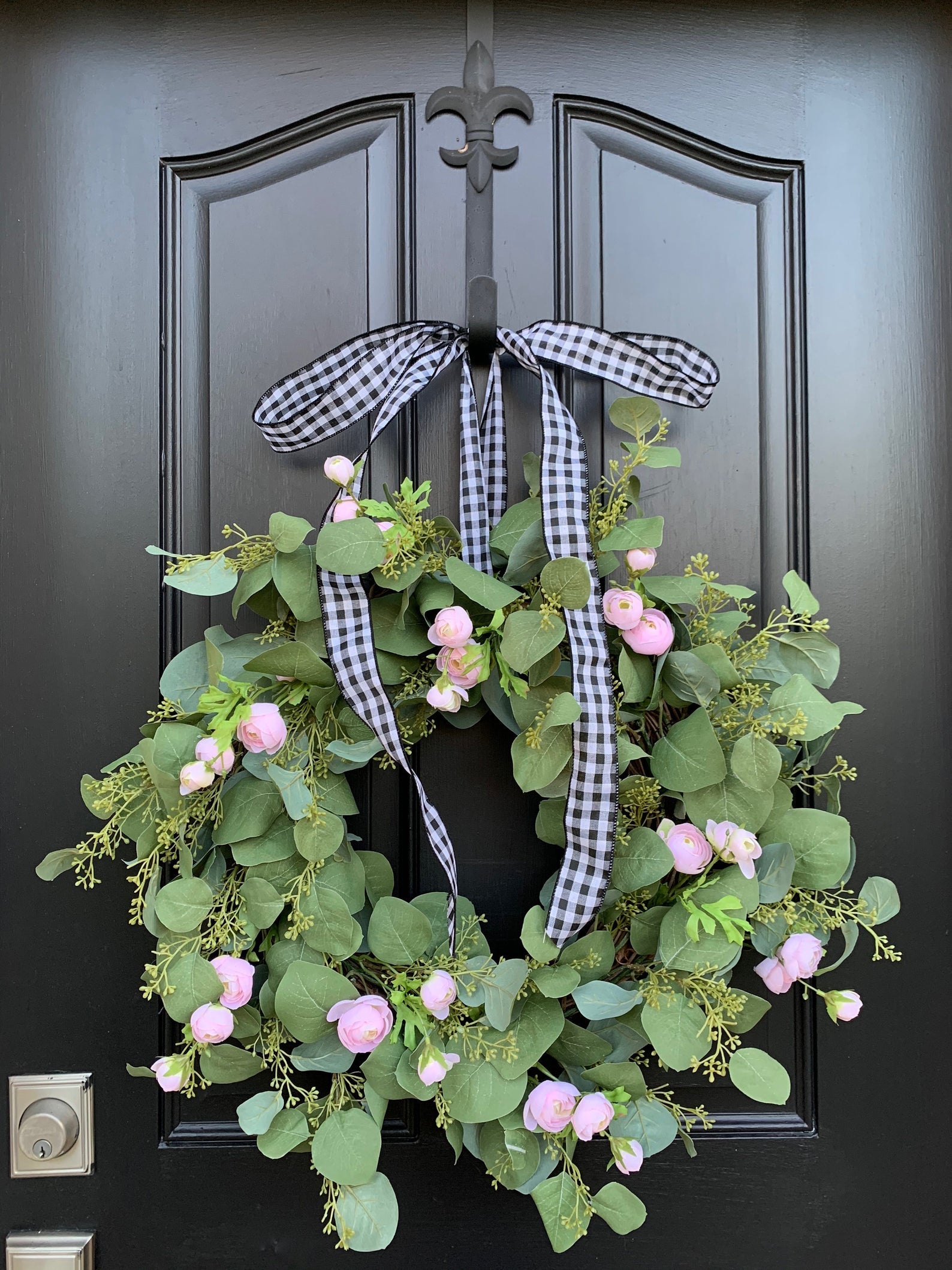 Eucalyptus and Pink Ranunculus Wreath