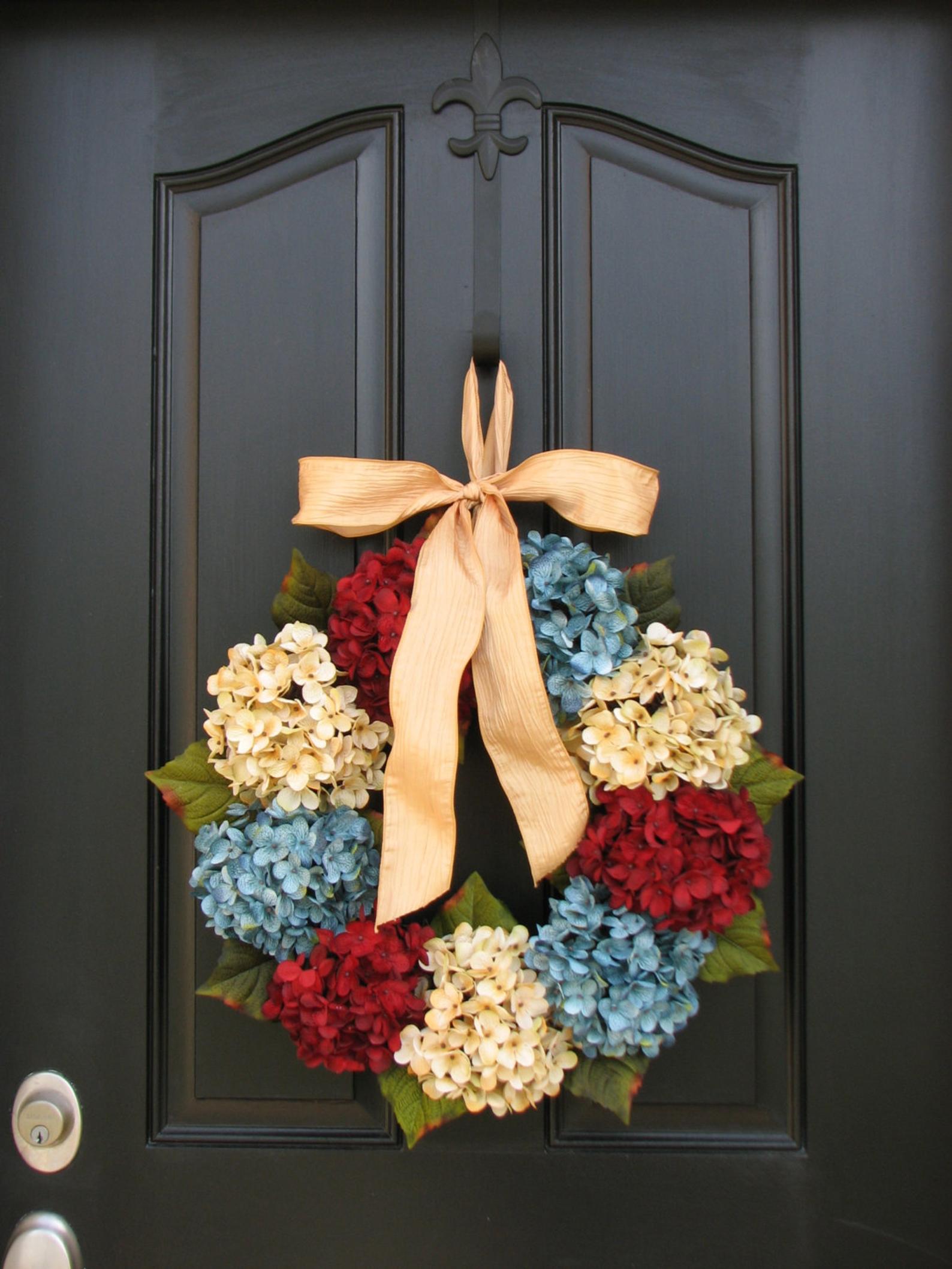 Red, White and Blue Hydrangea Wreath