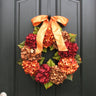 Orange, Red and Brown Hydrangea Wreath 