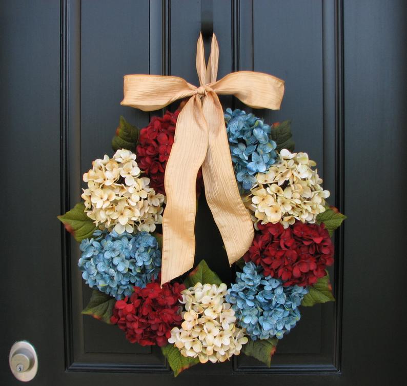 Patriotic Hydrangea Wreath