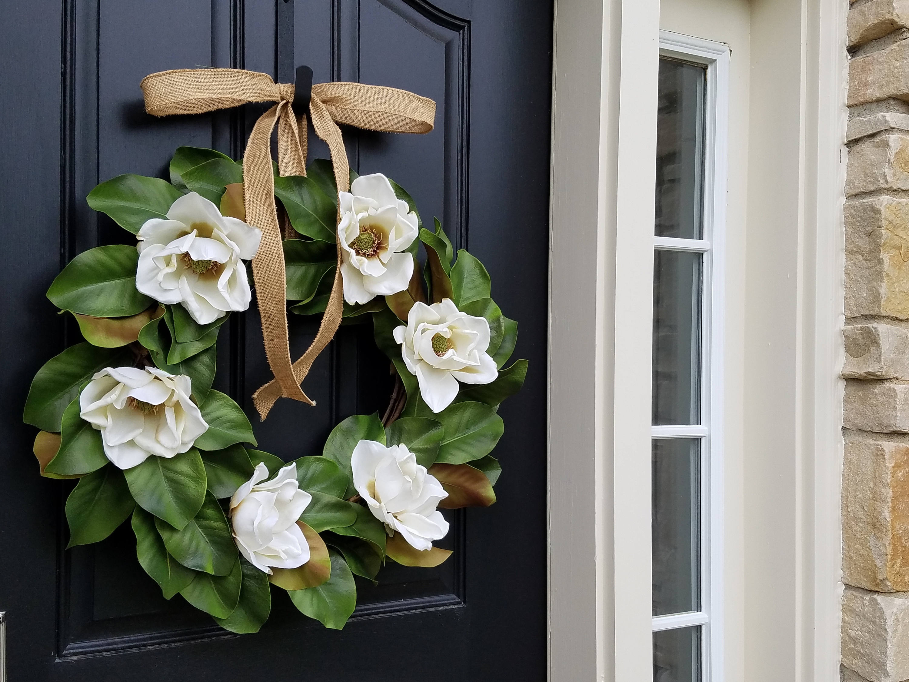 Faux Magnolia Leaf Wreath, Fixer Upper Magnolia Wreath, Magnolia Leaf Wreath, White Magnolia Wreath, Realistic Magnolia Wreath - TwoInspireYou