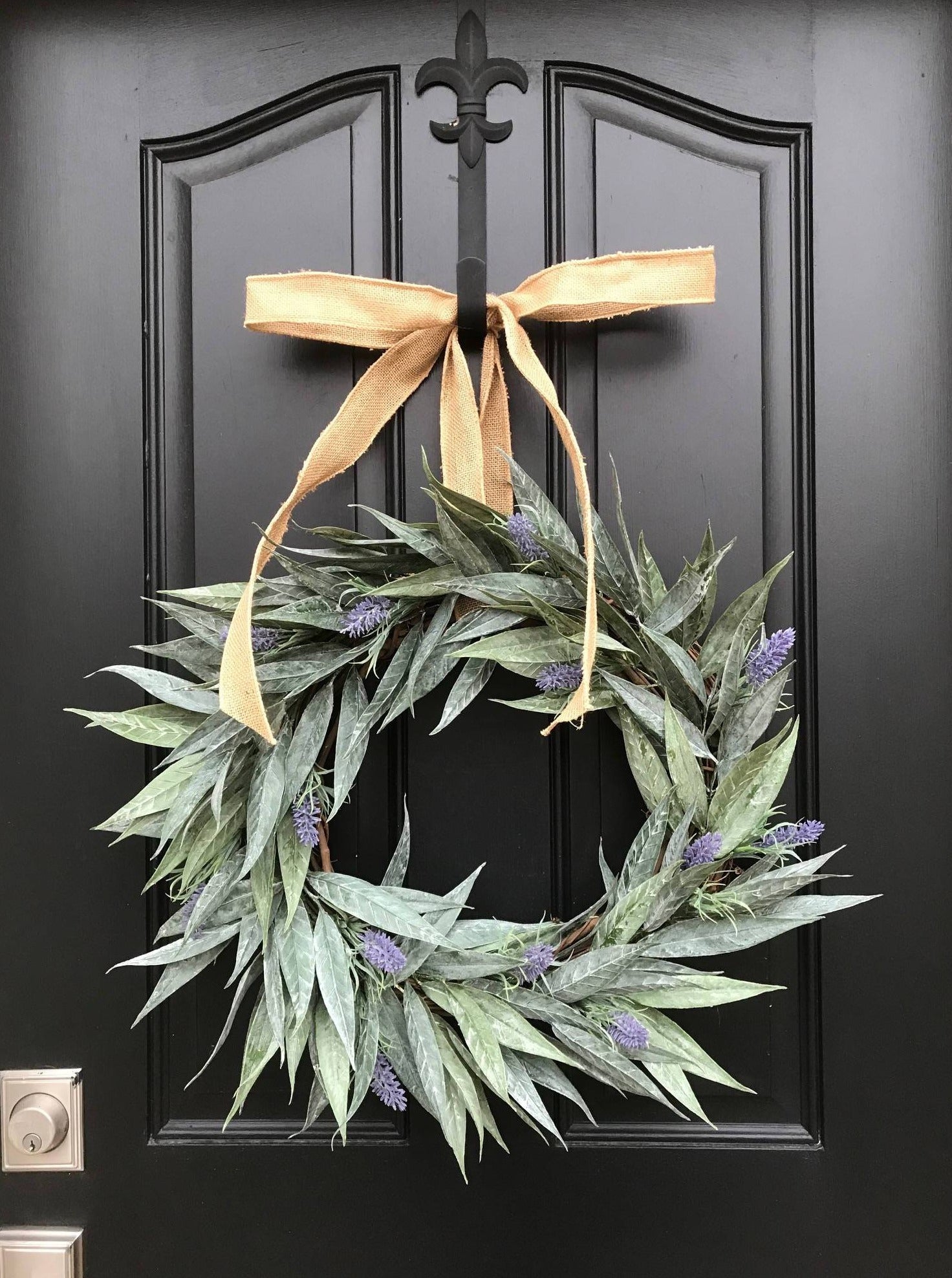 Modern Bay Leaf and Lavender Wreath