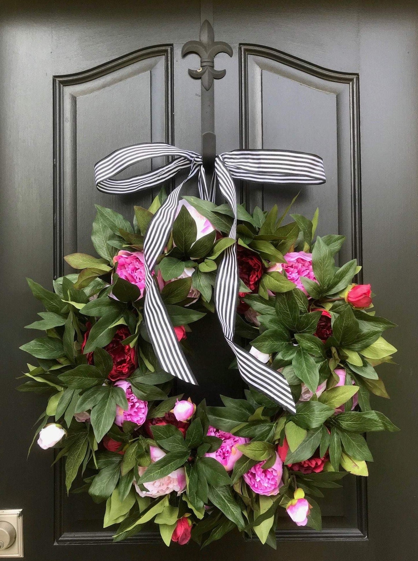 Lush Greenery and Peony Wreath