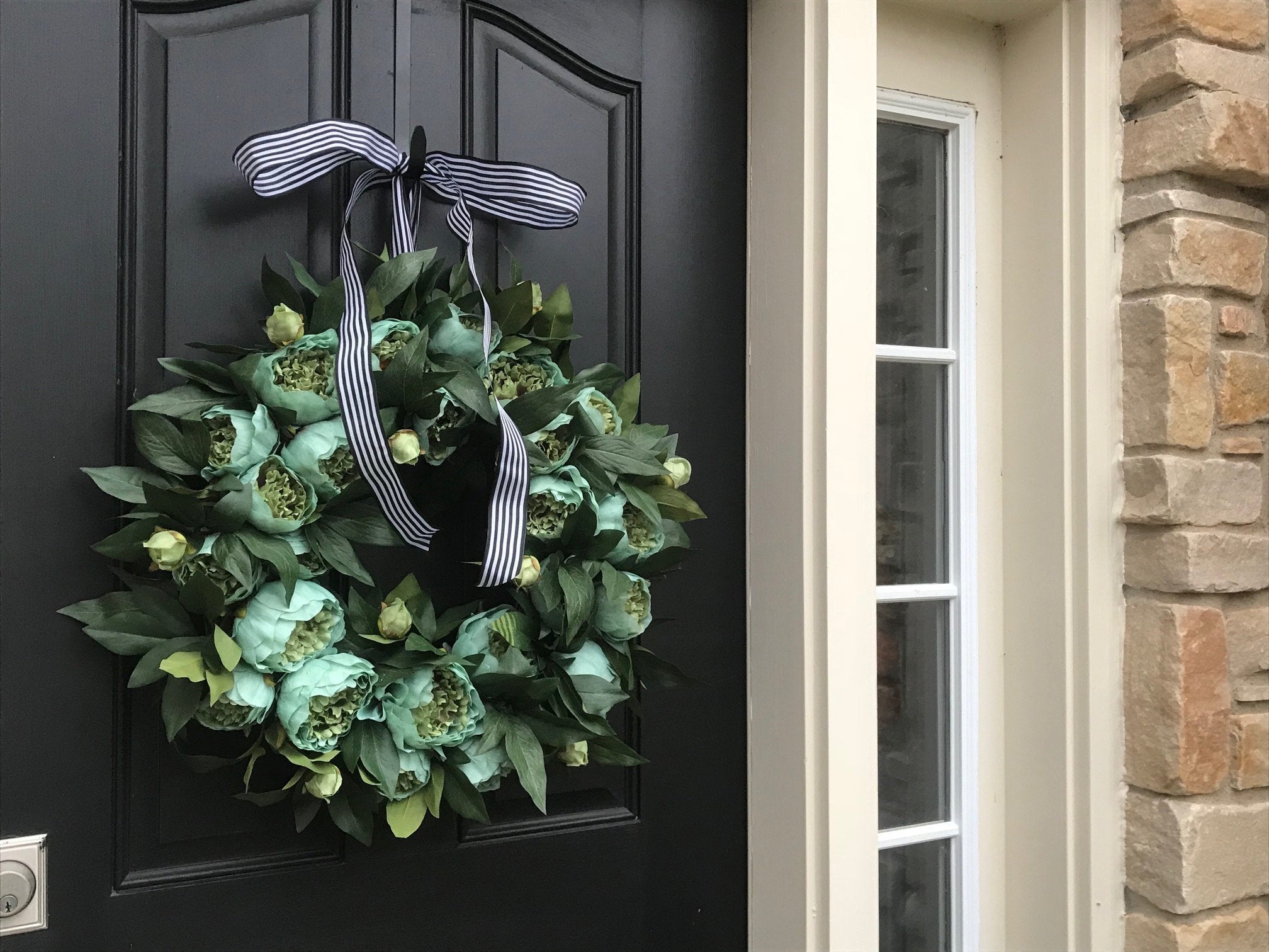 Modern Green Peony Wreath - TwoInspireYou