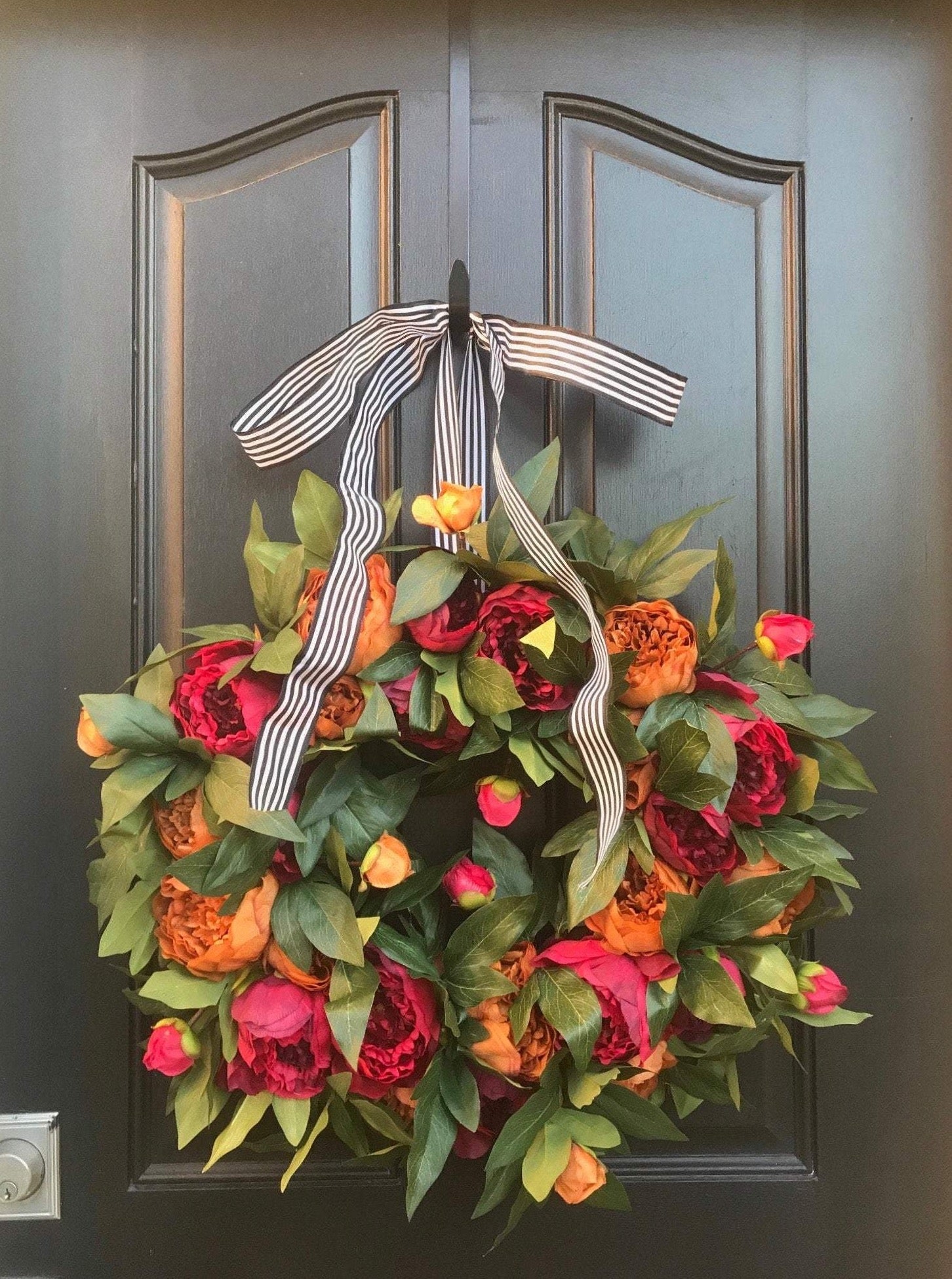 Rich Peony Wreath for Front Door 