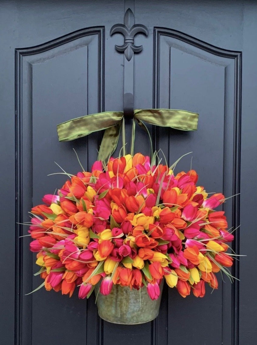 Gorgeous Tulip Bucket Wreath