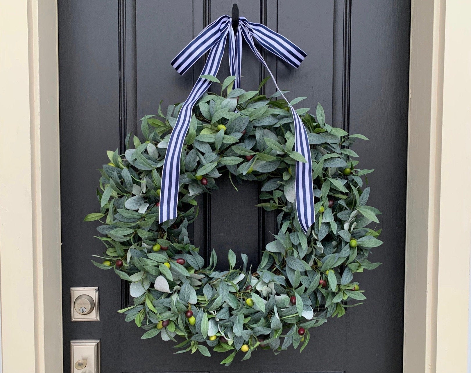 Lush Olive Bush Leaf Wreath with Lambs Ear - TwoInspireYou