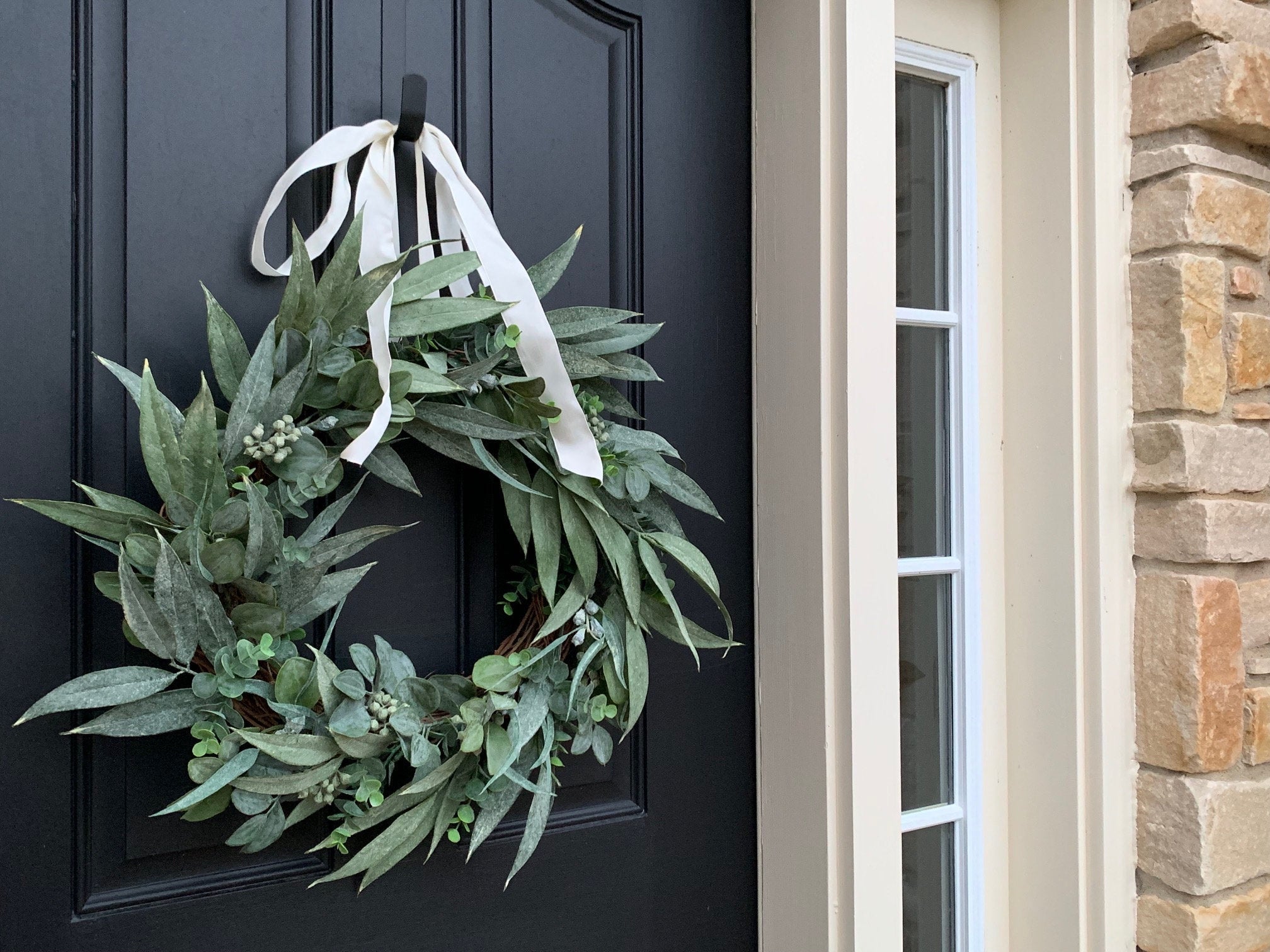 Farmhouse Bay Leaf and Eucalyptus Wreath - TwoInspireYou