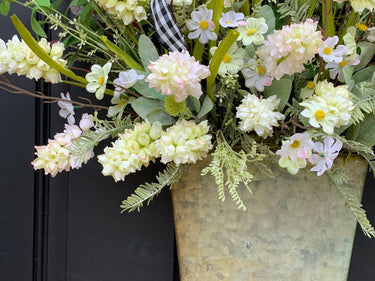 Cream Hyacinth Galvanized Bucket Wreath - TwoInspireYou
