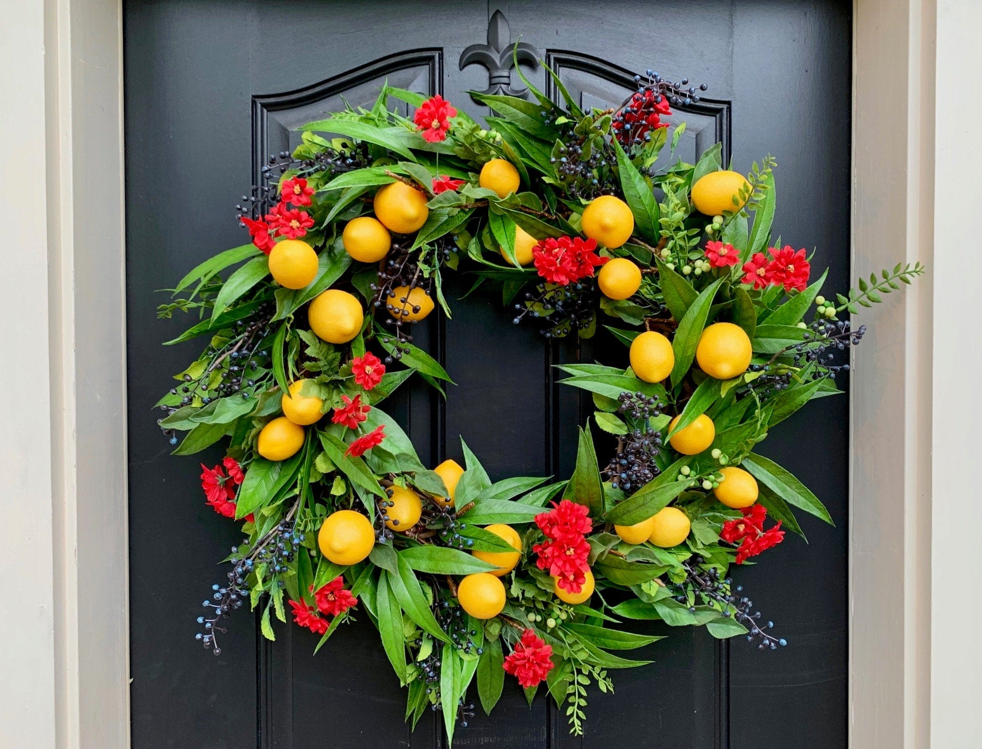 Southern Wreaths, Lemon Wreaths, Lemon Decor, Blueberry Decor, Bay Leaf Wreaths - TwoInspireYou