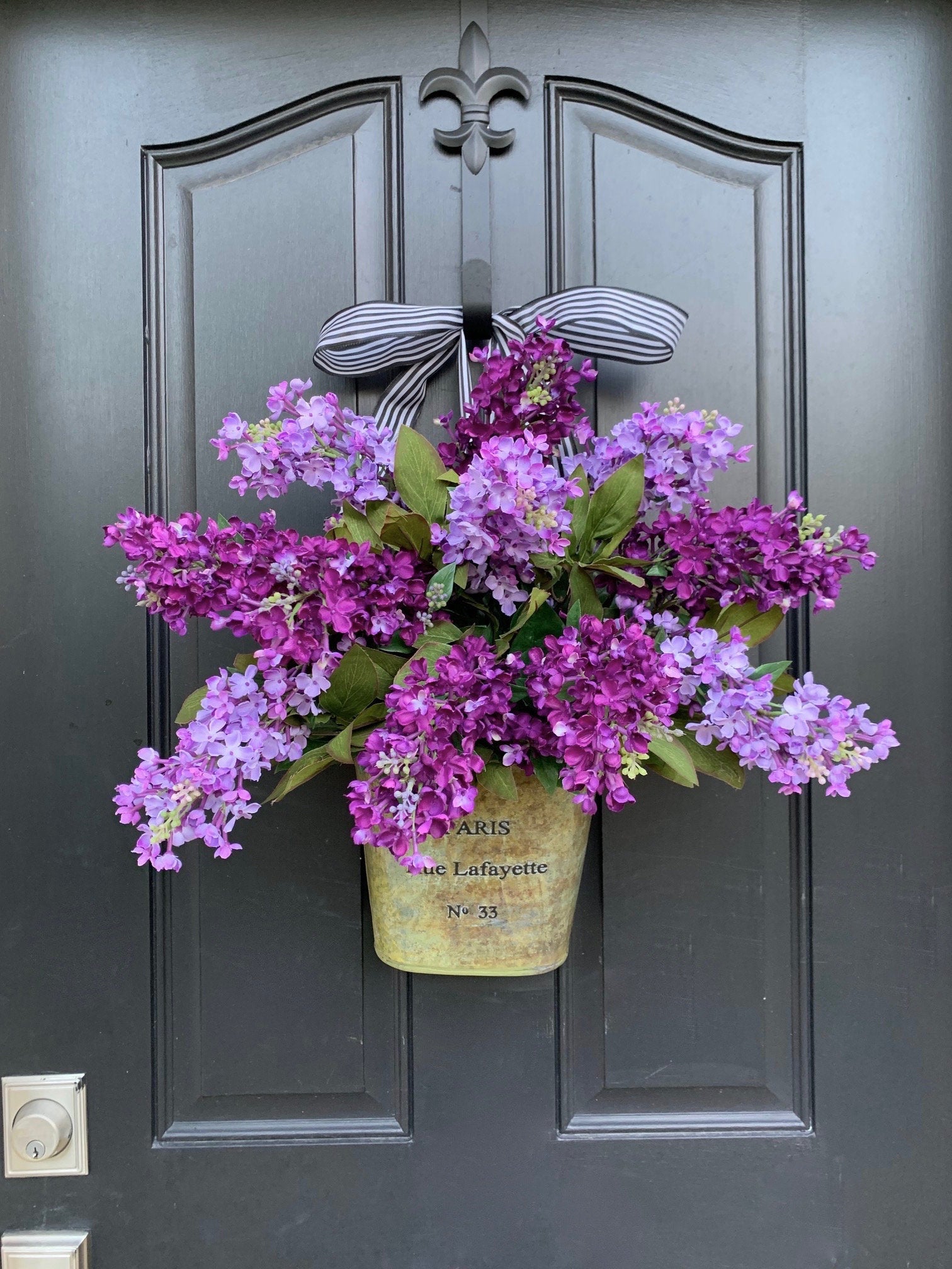Lilac Bucket Wreath for Door 