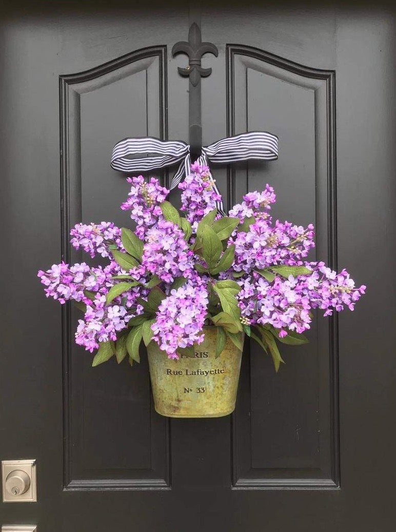 Lavender Lilac Bucket Wreath