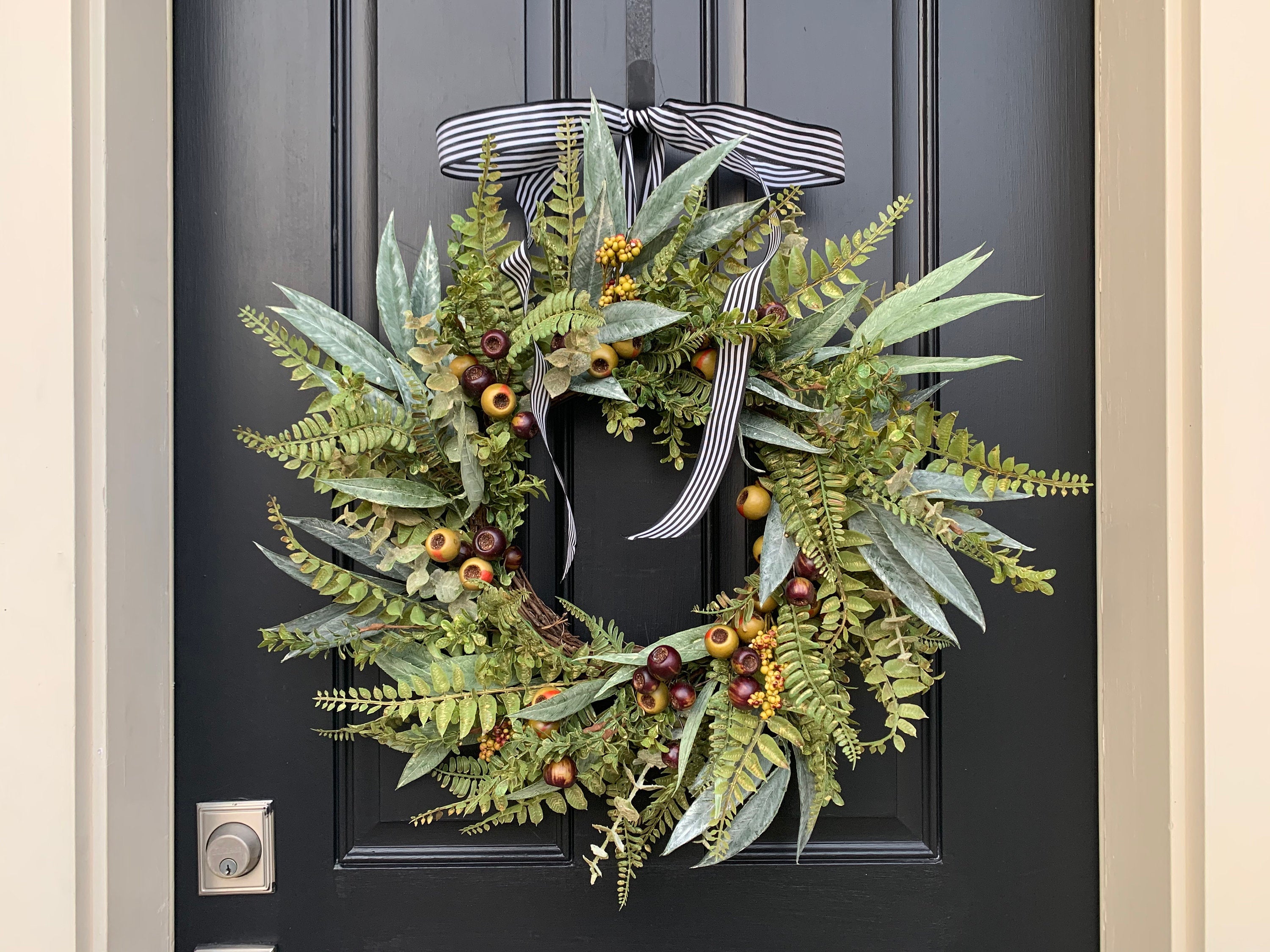 Fern, Bay Leaf and Rosehip Wreath - TwoInspireYou