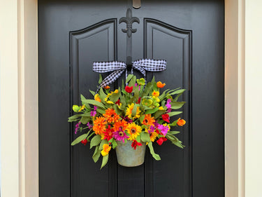 Colorful Daisy Bucket Wreath - TwoInspireYou