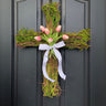 Easter Cross Wreath with pink tulips 