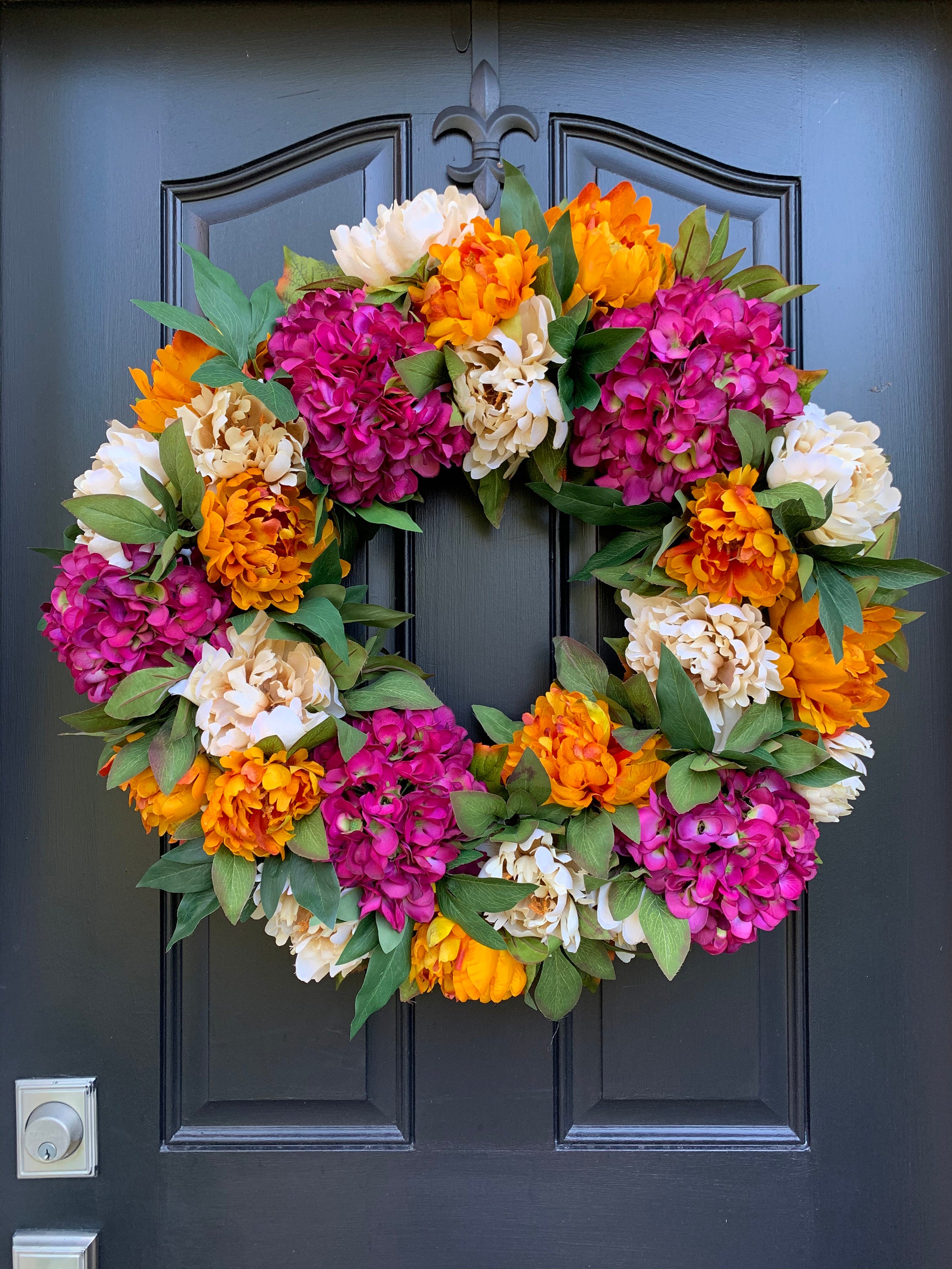 Gold and Magenta Flower Wreath