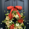 Fall Orange and Cream Peony Wreath with Pumpkins - TwoInspireYou