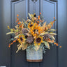 Fall Sunflower and Pinecone Bucket Wreath 