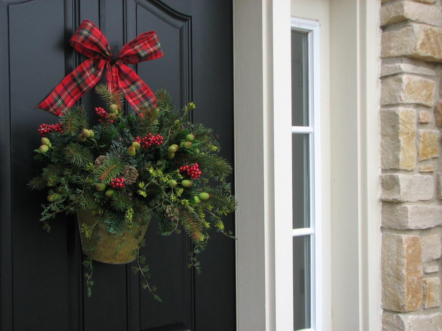 Country Christmas Decor, Christmas Door Baskets - TwoInspireYou