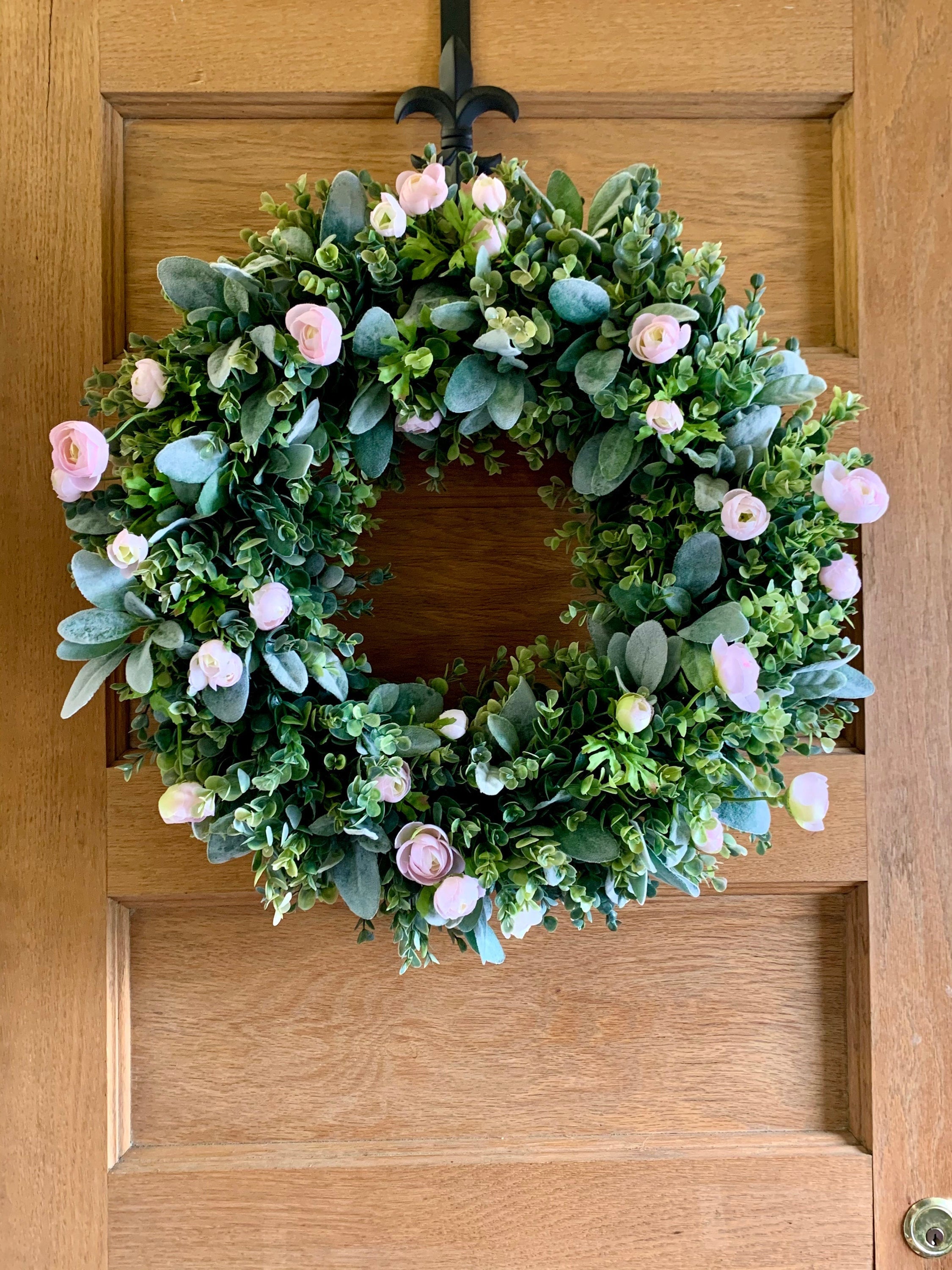 Spring Ranunculus Wreath with Eucalyptus