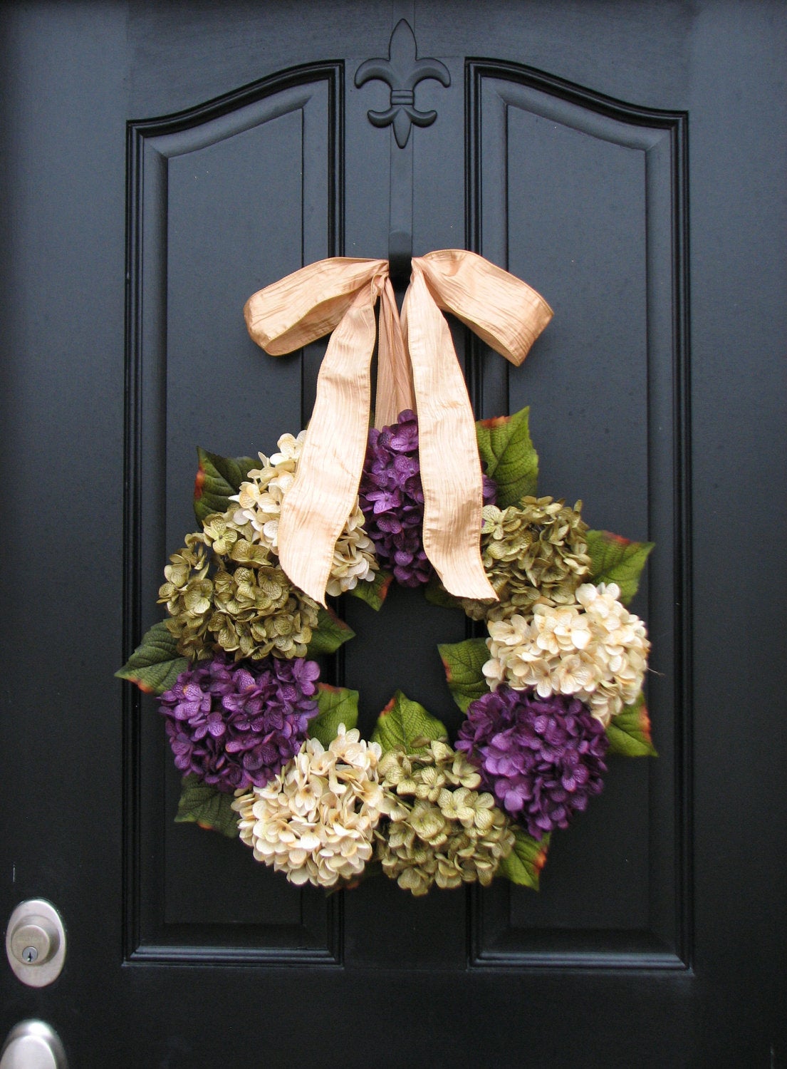 Purple and Green Hydrangea Wreath