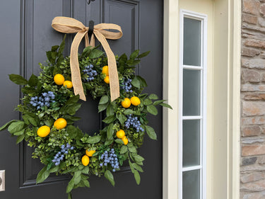 Lemons and Blueberries Wreath with Burlap Ribbon - TwoInspireYou