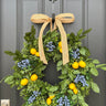 Lemons and Blueberries Wreath with Burlap Ribbon - TwoInspireYou