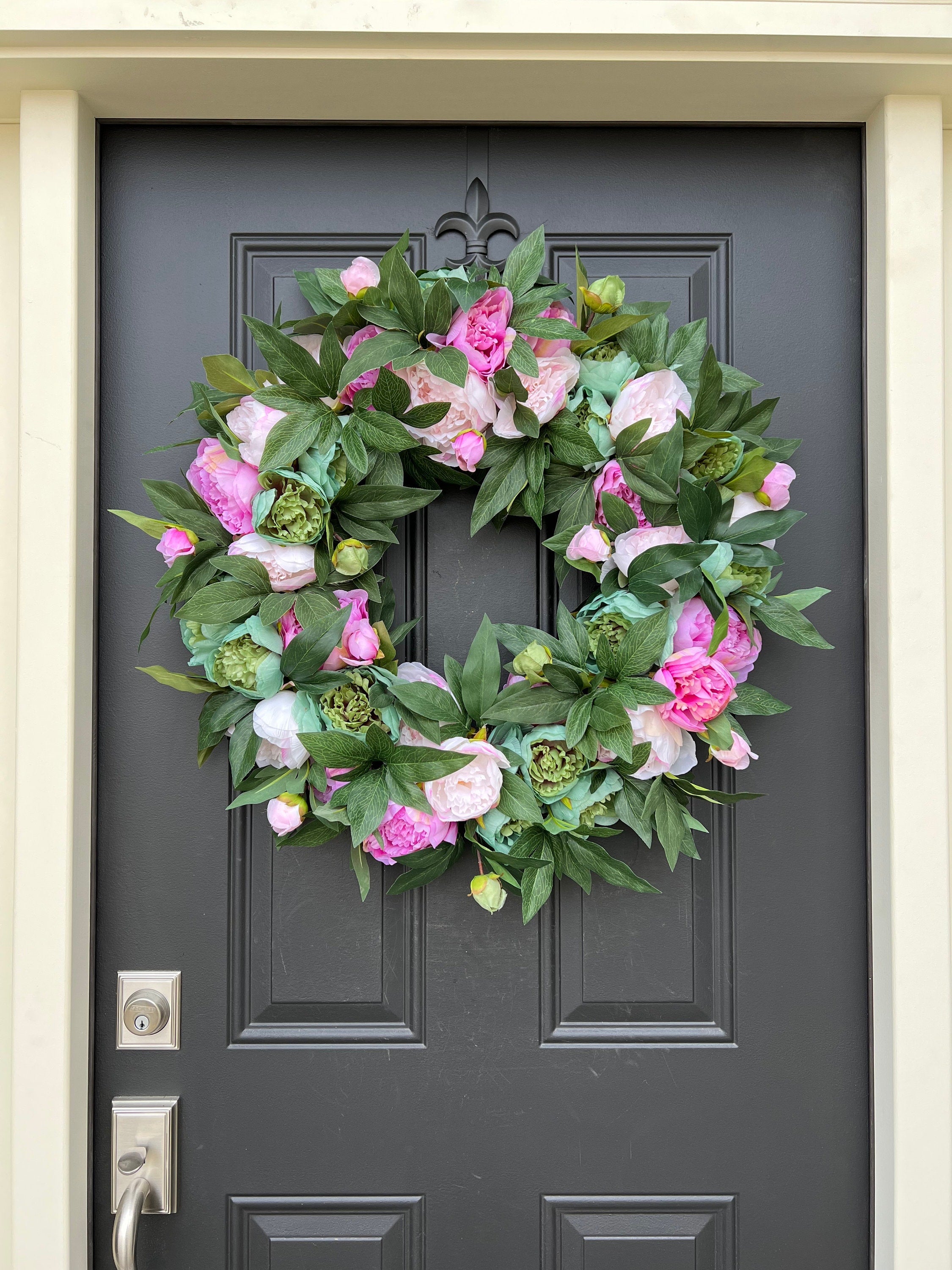 Leafy Spring Peony Wreath