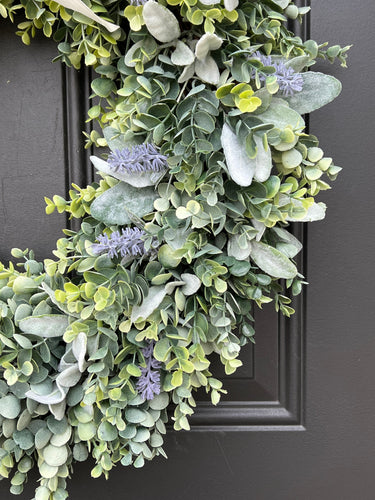 Lamb's Ear and Eucalyptus Wreath with Lavender - TwoInspireYou