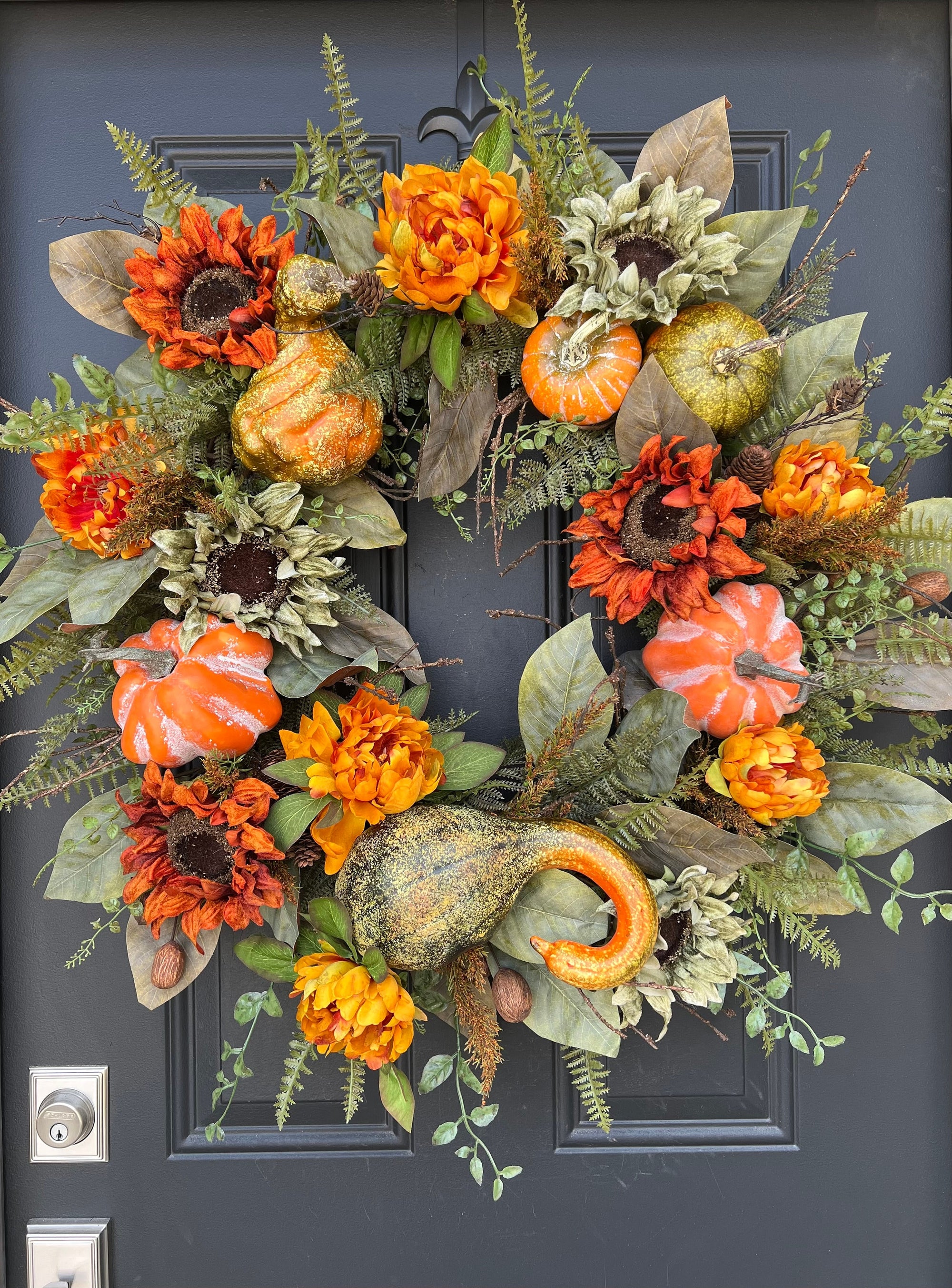Large Welcome Autumn Harvest Wreath, 34 Inch Fall Wreaths for Front Door