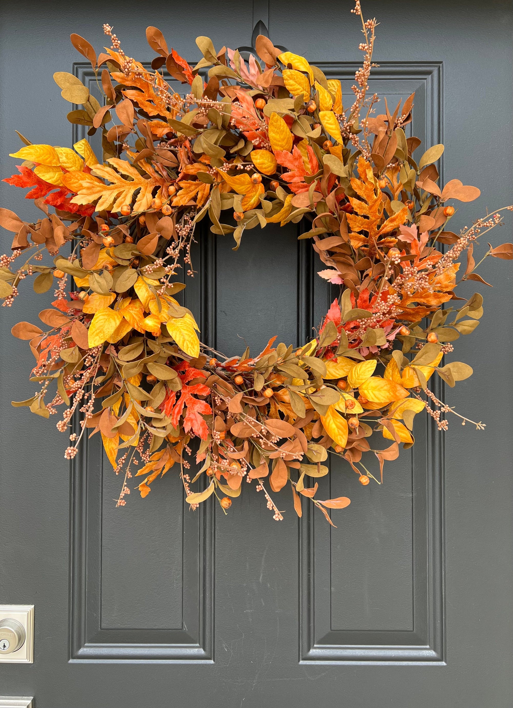 Harvest Wreath with Maple Leaves and Fall Gatherings, 24" Finished Wreath