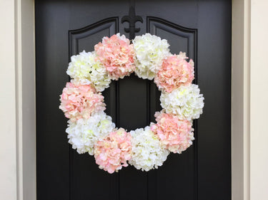 Pink and White Hydrangea Wreath - TwoInspireYou