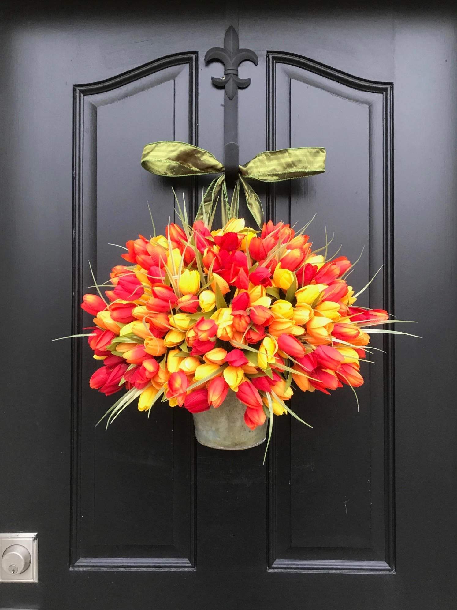 Vibrant Tulip Bucket Wreath for Spring 